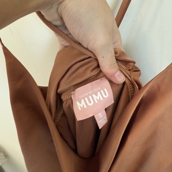 Show Me Your Mumu Formal Verona Cowl Dress Copper Luxe Satin Size Small - Picture 5 of 5